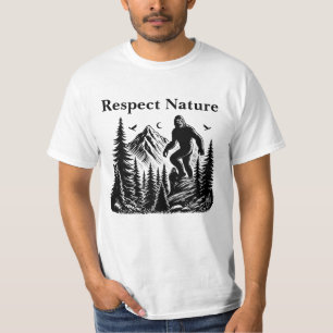 Respect Natuur Yeti Bigfoot Inkt Kunst T-shirt