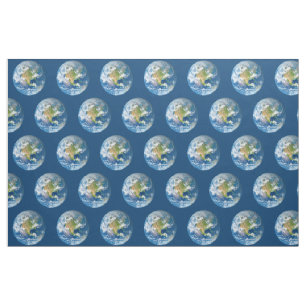 Respect Planet Earth Blue Fabric Stof