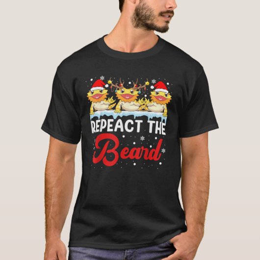Respect The Beard Christmas Light Santa Bearded Dr T-shirt (Voorkant)