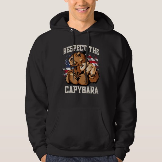Respect The Capybara Rodent USA Muscle Capybara Hoodie (Voorkant)