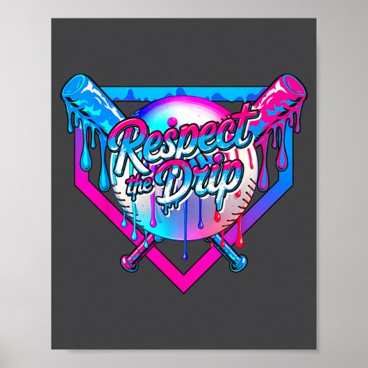Respect The Drip Baseball Ice Cream For Kids Boys  Poster (Voorkant)