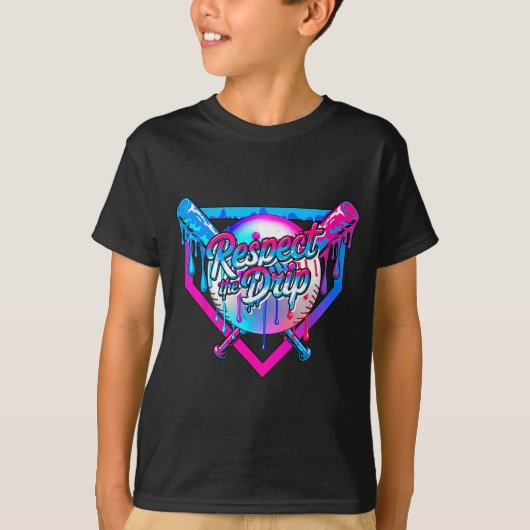 Respect The Drip Baseball Ice Cream For Kids Boys  T-shirt (Voorkant)