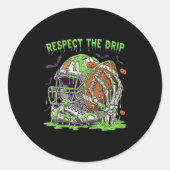 Respect The Drip Football Halloween Skeleton Hand  Ronde Sticker (Voorkant)