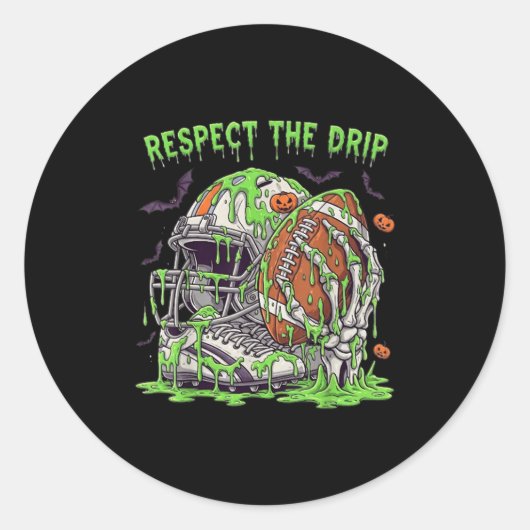 Respect The Drip Football Halloween Skeleton Hand  Ronde Sticker (Voorkant)