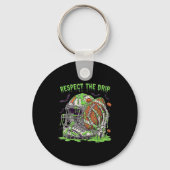 Respect The Drip Football Halloween Skeleton Hand Sleutelhanger (Voorkant)