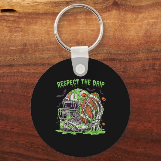 Respect The Drip Football Halloween Skeleton Hand Sleutelhanger (Voorkant)