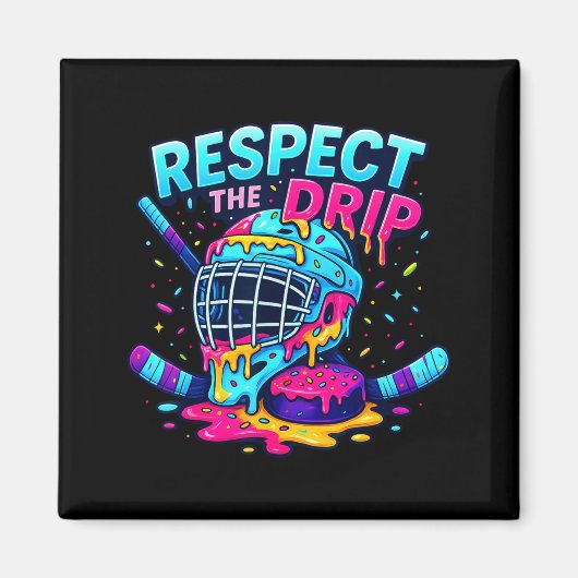 Respect The Drip Ice Hockey Stick &amp; Puck Dripn Magneet (Voorkant)