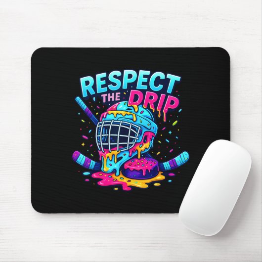 Respect The Drip Ice Hockey Stick &amp; Puck Dripn Muismat (Met muis)
