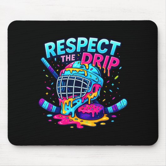 Respect The Drip Ice Hockey Stick &amp; Puck Dripn Muismat (Voorkant)