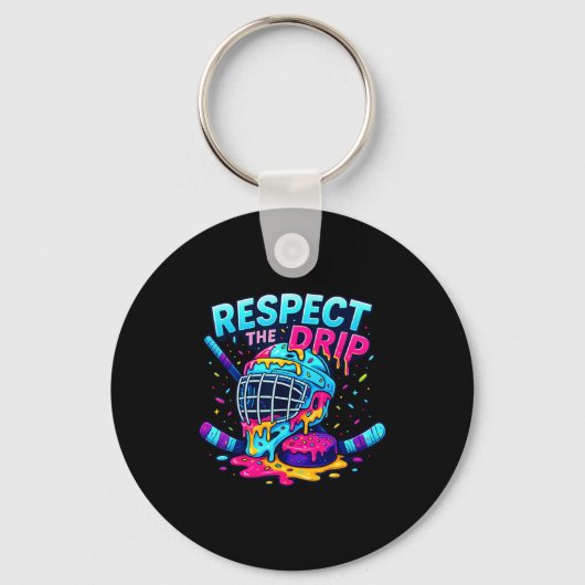 Respect The Drip Ice Hockey Stick &amp; Puck Dripn Sleutelhanger (Voorkant)