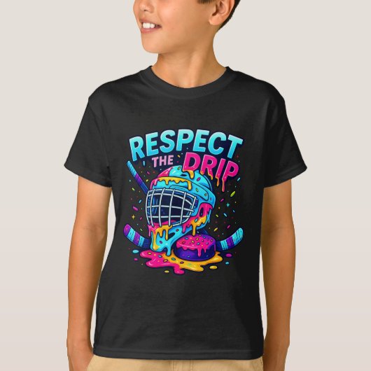 Respect The Drip Ice Hockey Stick &amp; Puck Dripn T-shirt (Voorkant)