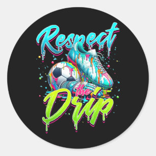 Respect The Drip Voetbal Ijsje Drip Met Sprink Ronde Sticker