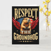 Respect The Groundhog Happy Groundhog Day 2025  Kaart (Gele Bloem)