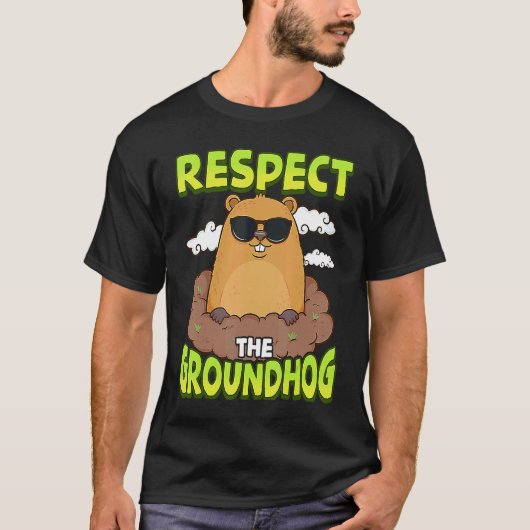 Respect The Groundhog Retro Punxsy Phil's Groundh T-shirt (Voorkant)