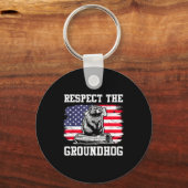 Respect The Groundhog Usa American Flag Groundhog  Sleutelhanger (Voorkant)