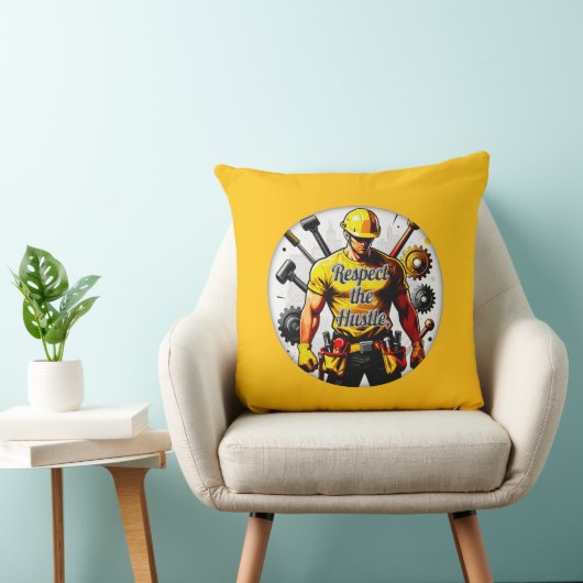 Respect the Hustle Construction Worker Design – La Kussen (Stoel)