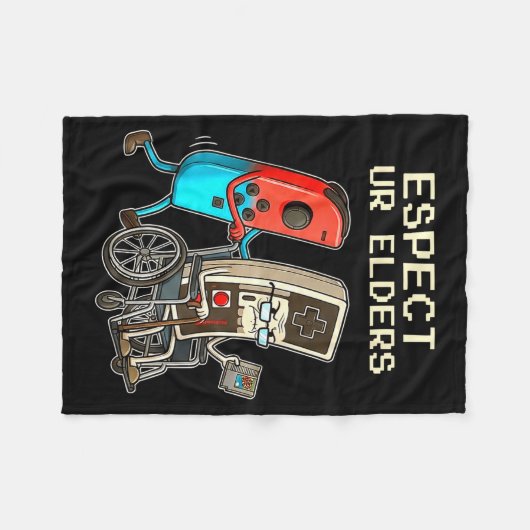 Respect Ur Elders Retro Gaming Controller Funny Fleece Deken (Voorkant (Horizontaal))