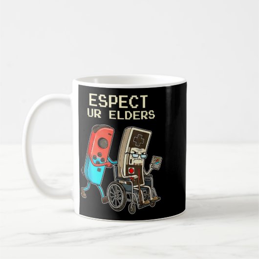 Respect Ur Elders Retro Gaming Controller Funny  Koffiemok (Links)