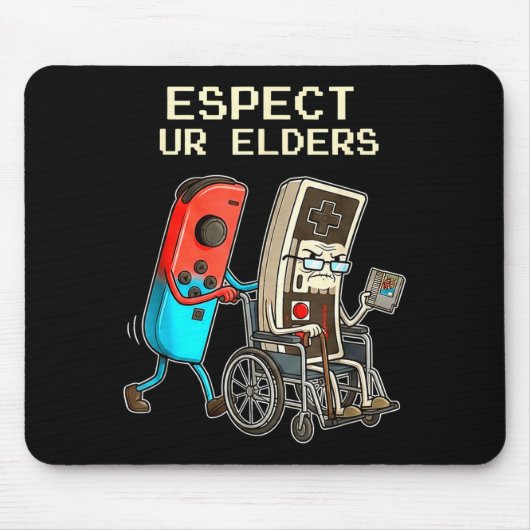 Respect Ur Elders Retro Gaming Controller Funny  Muismat (Voorkant)