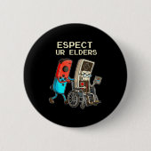 Respect Ur Elders Retro Gaming Controller Funny  Ronde Button 5,7 Cm (Voorkant)