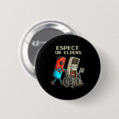 Respect Ur Elders Retro Gaming Controller Funny  Ronde Button 5,7 Cm (Voorkant /achterkant)