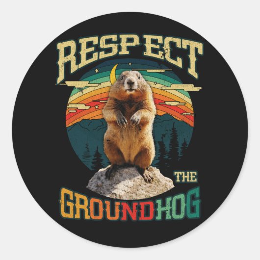 Respect voor de Groundhog Funny Woodchuck Grou Ronde Sticker (Voorkant)