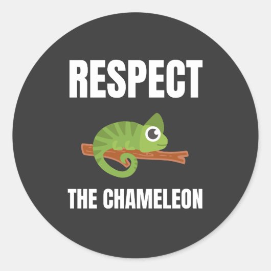 Respect voor de kameleon ronde sticker (Voorkant)