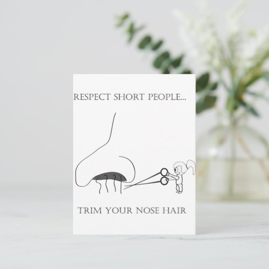 Respect voor korte mensen - maak je neus stevig briefkaart (Staand voorkant)