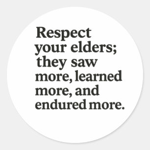 Respect voor Ouderen Ronde Sticker