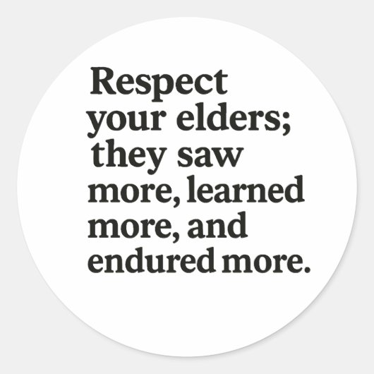 Respect voor Ouderen Ronde Sticker (Voorkant)
