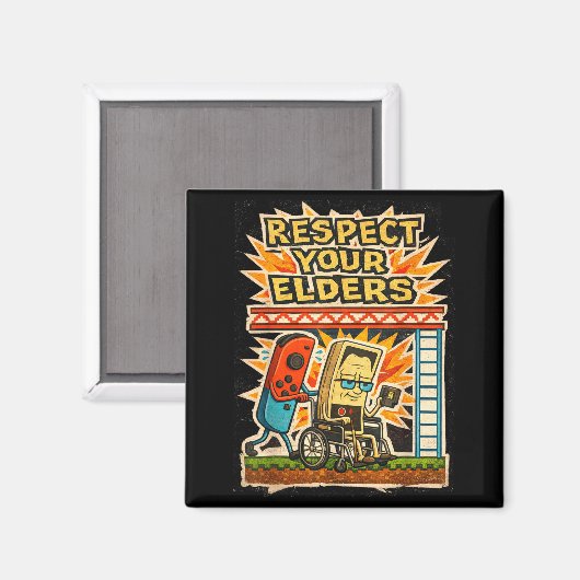 Respect Your Elders Funny Gamer Controller 80s Ret Magneet (Voorkant / Achterkant)