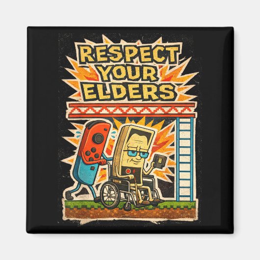 Respect Your Elders Funny Gamer Controller 80s Ret Magneet (Voorkant)