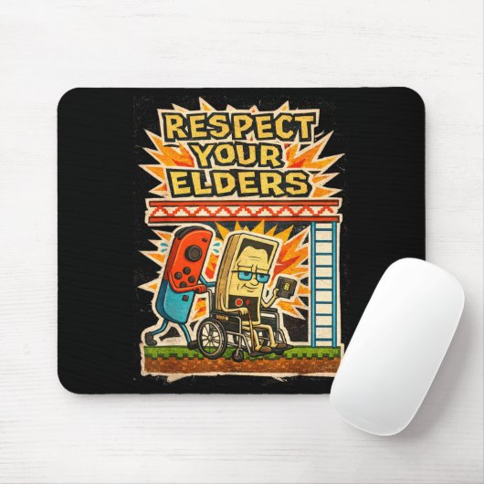 Respect Your Elders Funny Gamer Controller 80s Ret Muismat (Met muis)