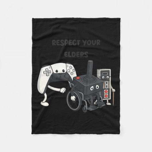 Respect Your Elders Funny Gaming 80s Style Old New Fleece Deken (Voorkant)