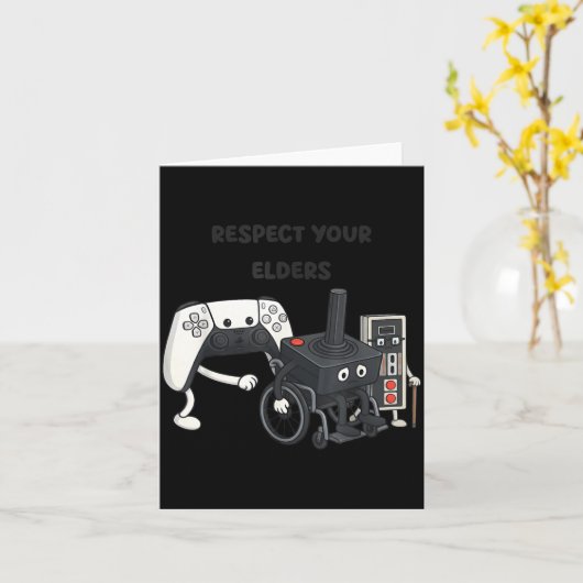 Respect Your Elders Funny Gaming 80s Style Old New Kaart (Gele Bloem)