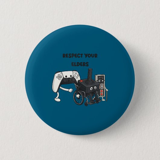 Respect Your Elders Funny Gaming 80s Style Old New Ronde Button 5,7 Cm (Voorkant)