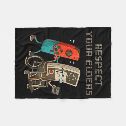 Respect Your Elders Funny Retro Gaming Clic Consol Fleece Deken (Voorkant (Horizontaal))