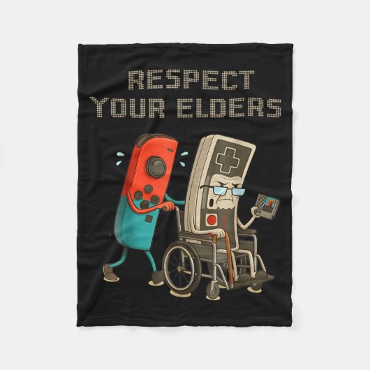 Respect Your Elders Funny Retro Gaming Clic Consol Fleece Deken (Voorkant)