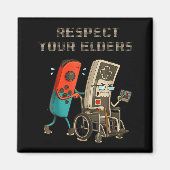 Respect Your Elders Funny Retro Gaming Clic Consol Magneet (Voorkant)