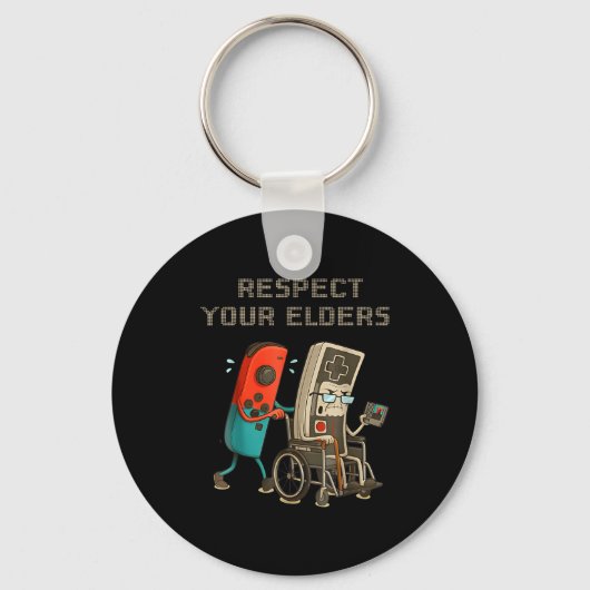 Respect Your Elders Funny Retro Gaming Clic Consol Sleutelhanger (Voorkant)