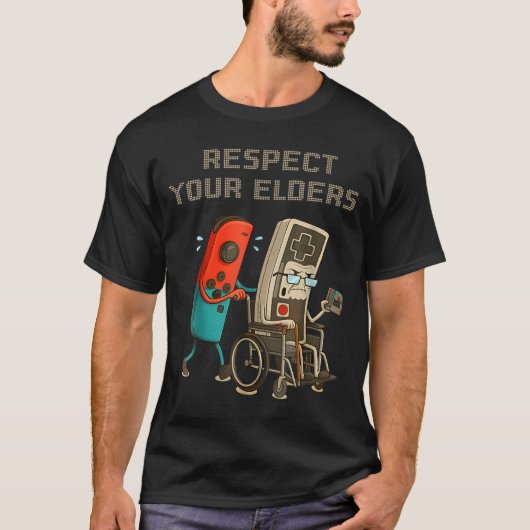 Respect Your Elders Funny Retro Gaming Clic Consol T-shirt (Voorkant)