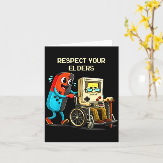 Respect Your Elders Funny Retro Gaming  Kaart (Gele Bloem)