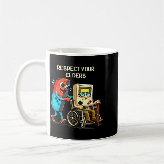 Respect Your Elders Funny Retro Gaming  Koffiemok (Links)