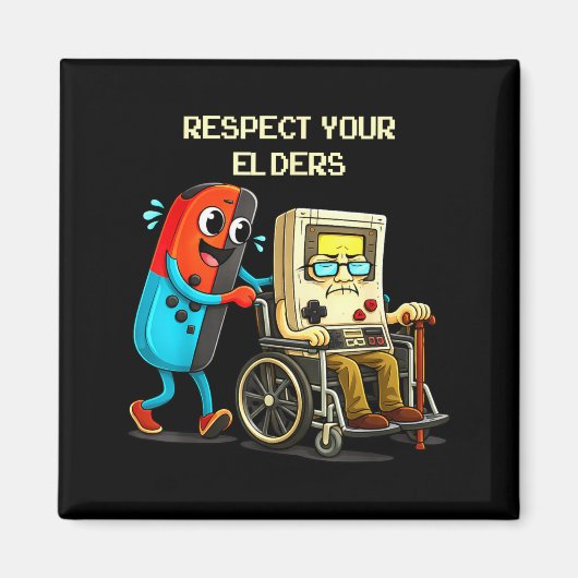 Respect Your Elders Funny Retro Gaming Magneet (Voorkant)