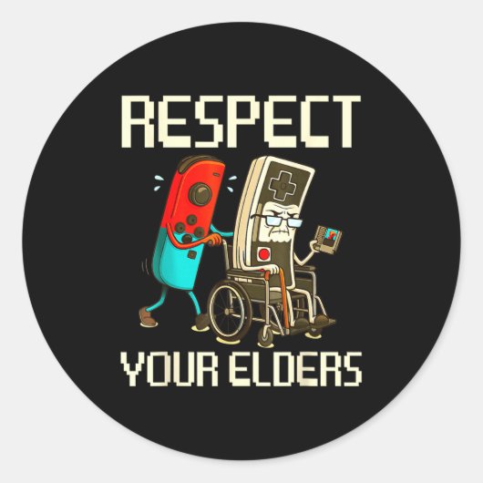 Respect Your Elders Gaming Clic  Ronde Sticker (Voorkant)