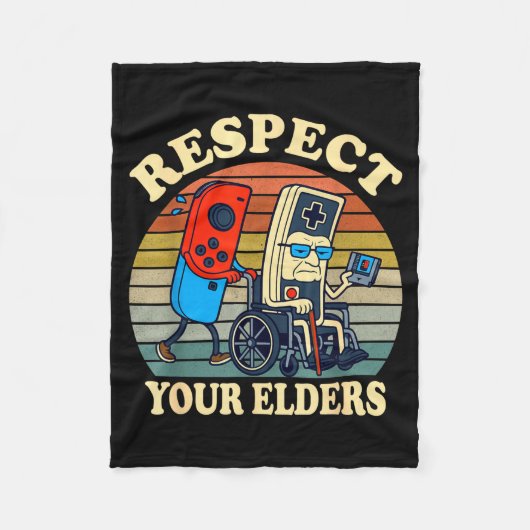 Respect Your Elders Gaming Control 80s Retro Funny Fleece Deken (Voorkant)