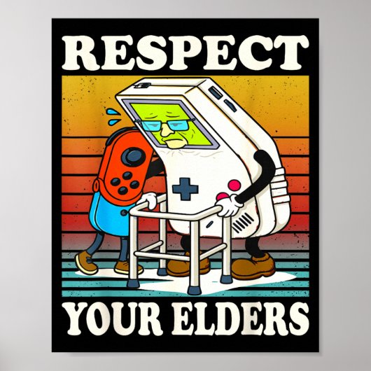 Respect Your Elders Gaming Control 80s Retro Funny Poster (Voorkant)
