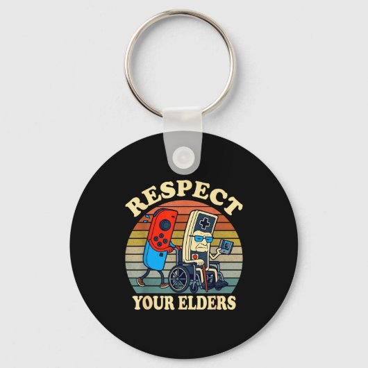 Respect Your Elders Gaming Control 80s Retro Funny Sleutelhanger (Voorkant)