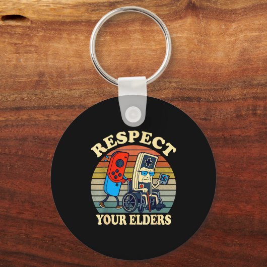 Respect Your Elders Gaming Control 80s Retro Funny Sleutelhanger (Voorkant)