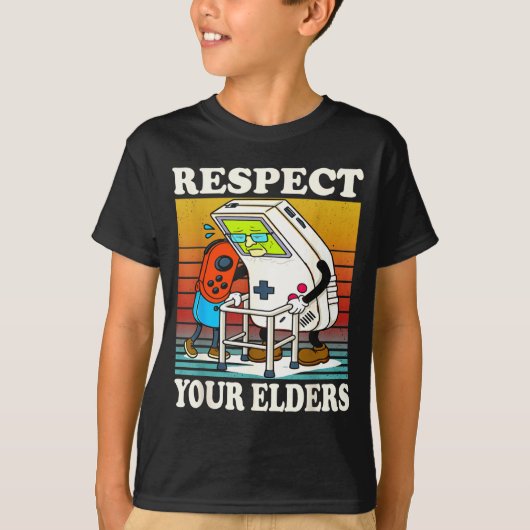 Respect Your Elders Gaming Control 80s Retro Funny T-shirt (Voorkant)
